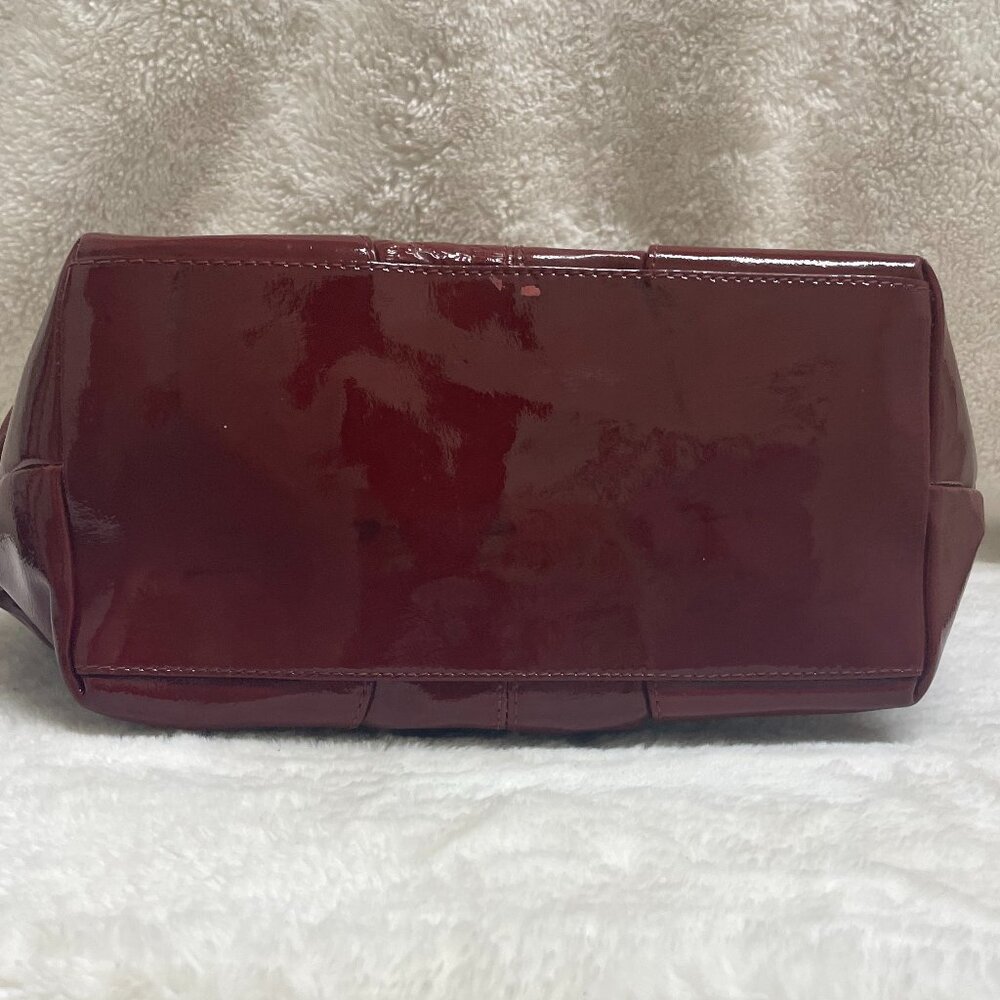 Francesco Biasia Burgundy High Gloss Patent Leather Large Hobo Bag - Picture 13 of 16